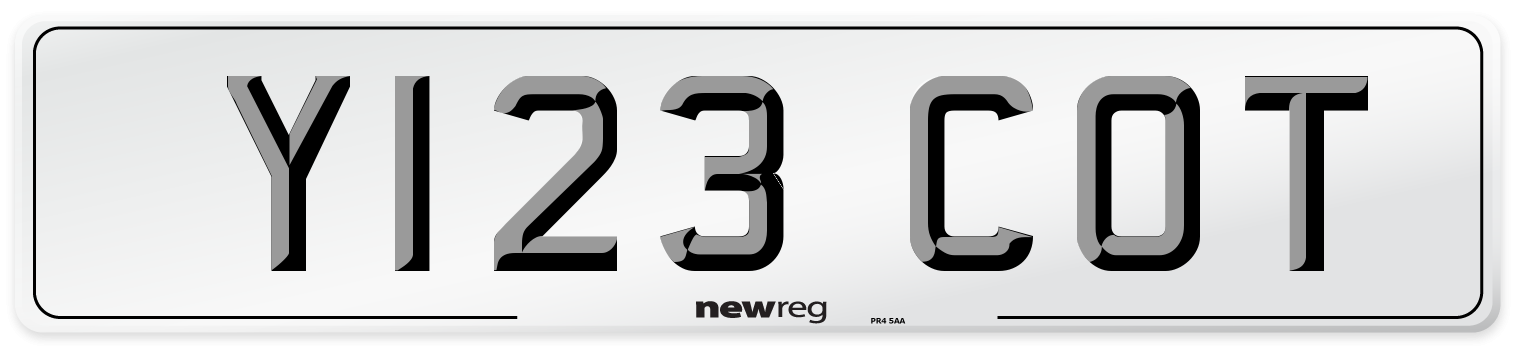 Y123 COT Number Plate from New Reg